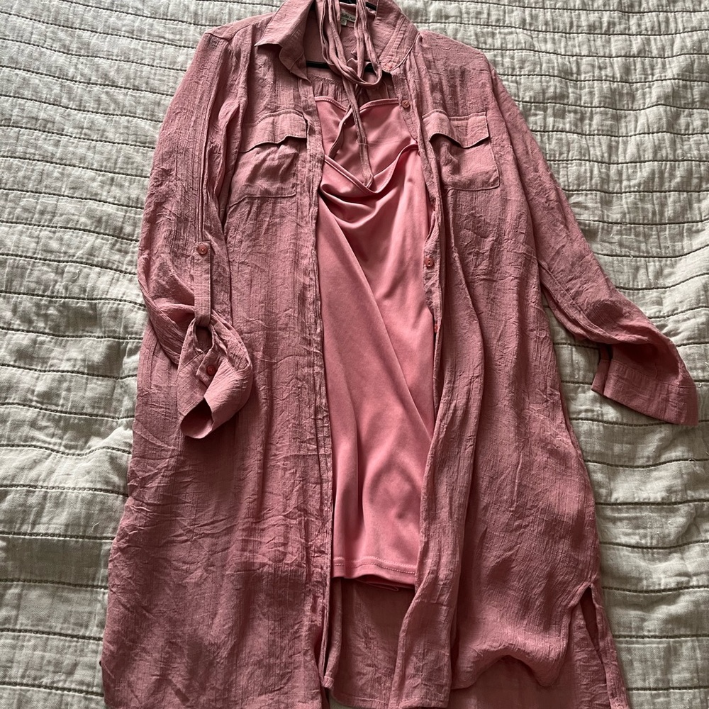 Charlotte Russe dusty rose colored dress with slip & tie